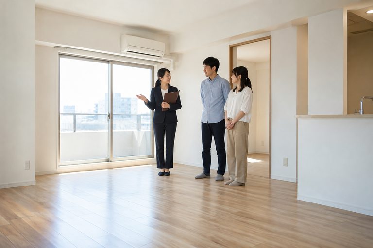 家具のない明るい空室のリビング